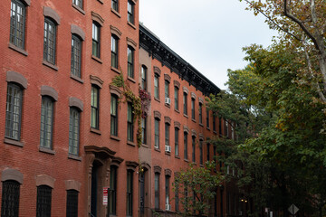 Fototapeta premium Row of Old Brick Residential Buildings in Greenwich Village of New York City