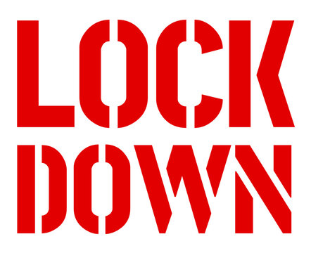 Lockdown sign closed shops restaurants and hotels. Vector illustration. Because of Coronavirus COVID-19 Virus. Corona Quarantine precaution Typography Drawing illustration.