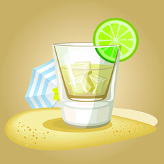 Fresh Cocktails and Smoothies in Glass with Straw Vector Set. Refreshing Fruit Water