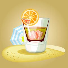 Fresh Cocktails and Smoothies in Glass with Straw Vector Set. Refreshing Fruit Water