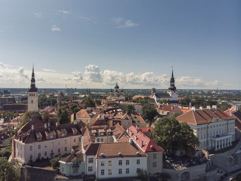 Aerial view of Tallinn old Town on a sunny summer day