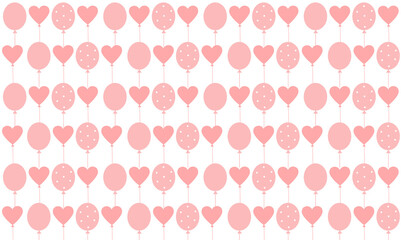Beautiful pattern with pink balloons, Happy Valentine's day, cute design, art, decorative, love card, vector illustration