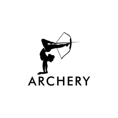 Archery Women logo design vector