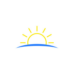 Sunset icon, sunrise icon. Sun, rise symbol. Morning icon.
