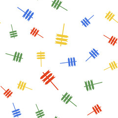 Color Road traffic sign. Signpost icon isolated seamless pattern on white background. Pointer symbol. Street information sign. Direction sign. Vector.