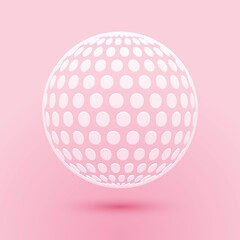 Paper cut Golf icon isolated on pink background. Paper art style. Vector.