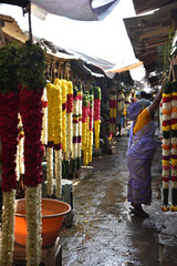 Marché aux fleurs de Madurai, Inde du Sud