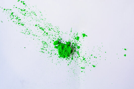 Happy Holi - gulal or holi powder splatter on white background. © Soumen