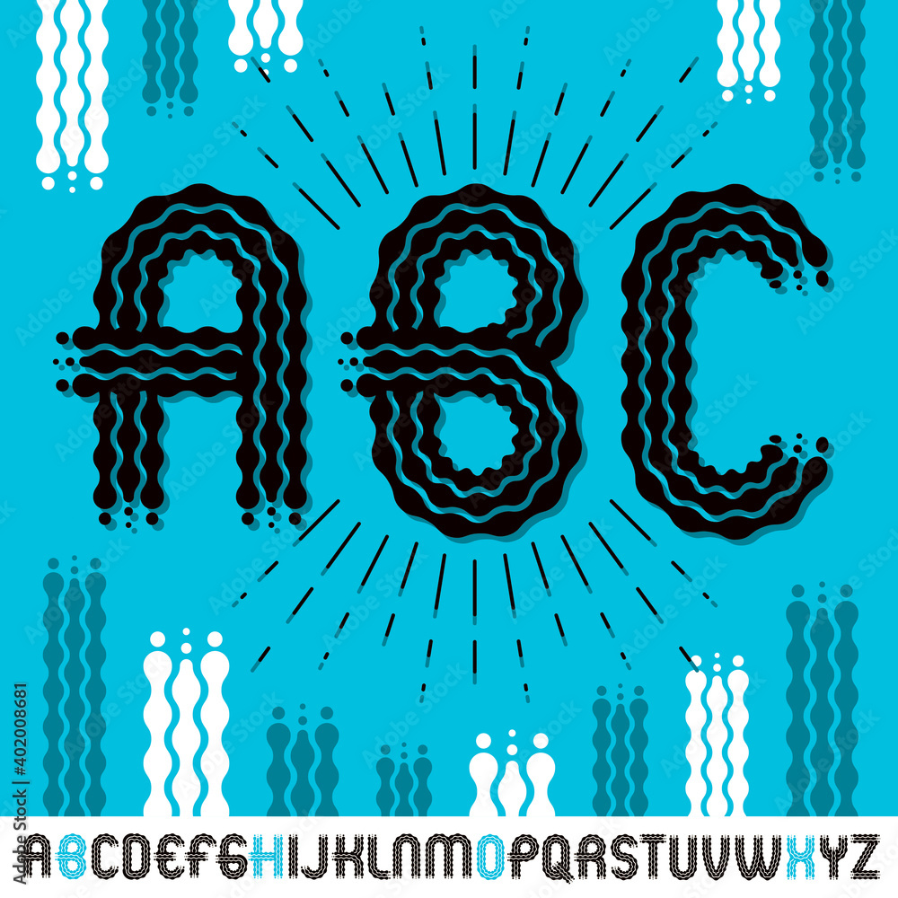 Aufkleber vector capital modern pop alphabet letters, abc set. rounded bold retro type font, script from a to 