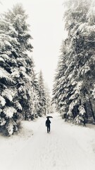 Wandern und Entdecken beim Spaziergang durch die Winterlandschaft in den Bergen und hohen Schnee
