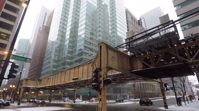 Elevated Train Passing By During Winter