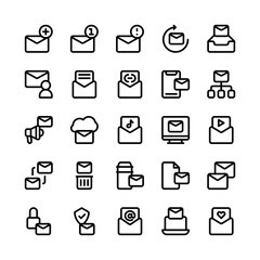 Set of E-mail mail Email Mailbox outline style icon - vector