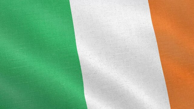 Ireland flag wind blowing full frame background