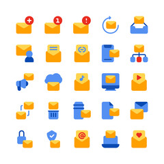 Set of E-mail mail Email Mailbox flat style icon - vector