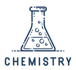 Chemical flask vector simple linear icon, science chemistry line art symbol, laboratory research.