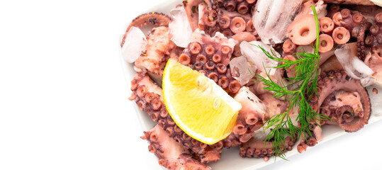 Fresh octopus salad with lemon and dill