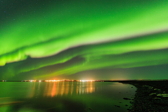 Nordlichter bei Borganes, Borgarfj&ouml;r&eth;ur, Vesturland