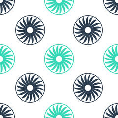 Green Ventilator symbol icon isolated seamless pattern on white background. Ventilation sign. Vector.