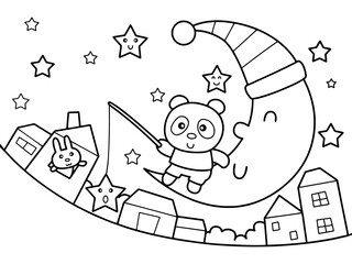 Little panda in children dream