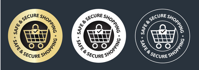 safe and secure shopping abstract vector stamp