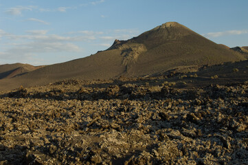 Volcanic landscape in Los Volcanes Natural Park. Tinajo. Lanzarote. Canary Islands. Spain.