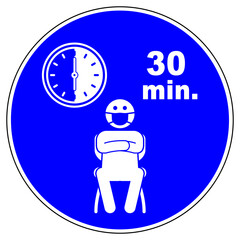 shas666 SignHealthAndSafety shas - Überwachung im Beobachtungsraum nach der Impfung - 30 Minuten - englisch: monitoring in the observation room after vaccination. - waiting room on chair - g10046