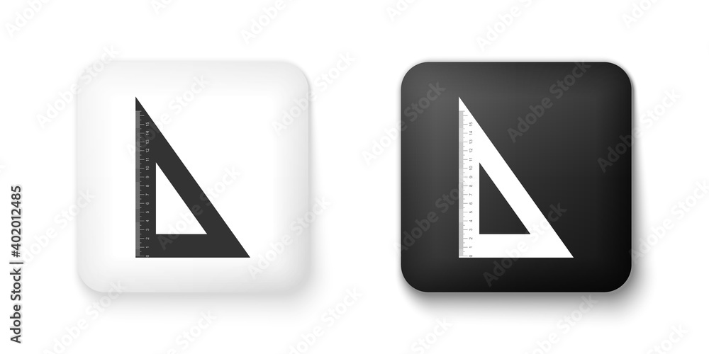 Poster black and white triangular ruler icon isolated on white background. straightedge symbol. geometric s