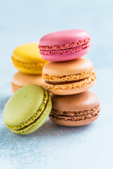 Assorted delicious French macarons