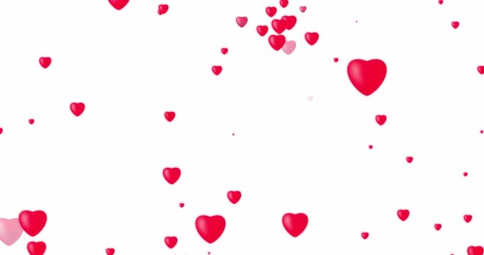 Animated Red Hearts Appearing and Spreading on White and Black Background