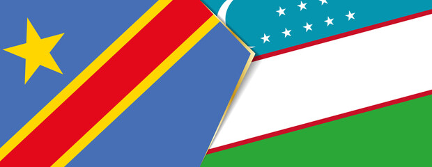 Democratic Republic of the Congo and Uzbekistan flags, two vector flags.