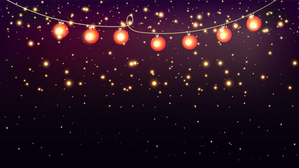 Fototapeta na wymiar Vector celebration background with sparkling garland and stars