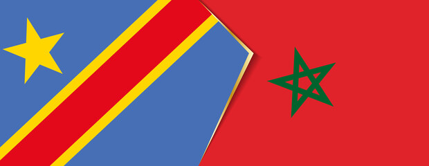 Democratic Republic of the Congo and Morocco flags, two vector flags.