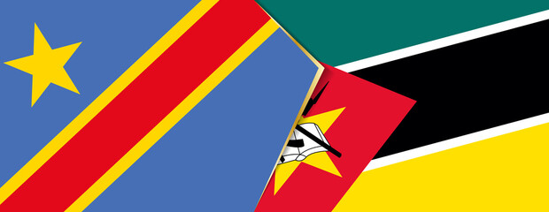 Democratic Republic of the Congo and Mozambique flags, two vector flags.
