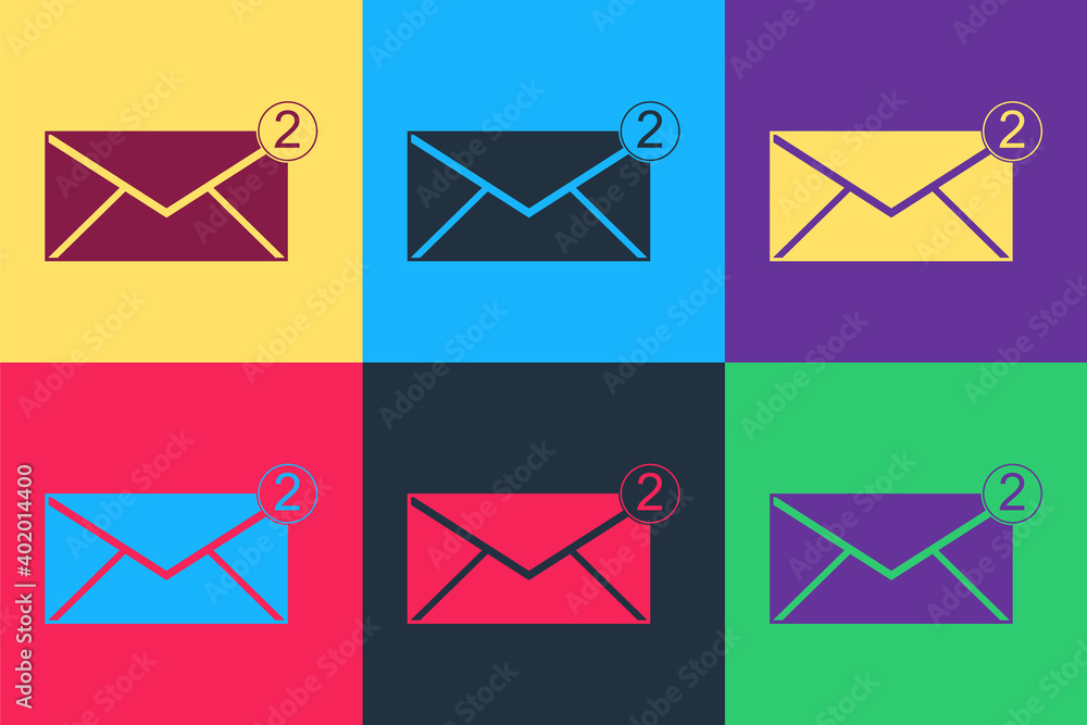 Poster pop art envelope icon isolated on color background. received message concept. new, email incoming me
