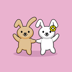 Cute of couple rabbit in valentine's day