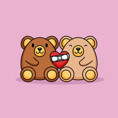 Cute couple bears in Valentine's Day