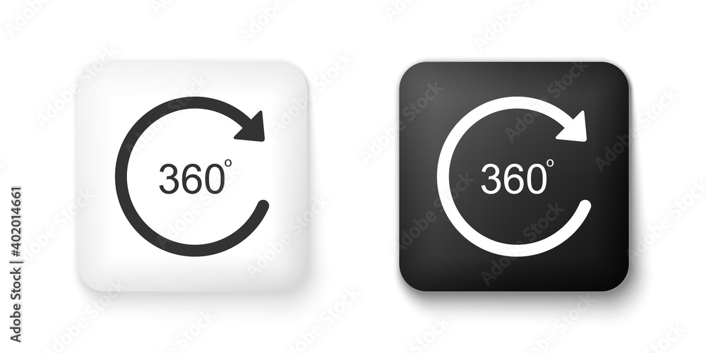 Poster black and white angle 360 degrees icon isolated on white background. rotation of 360 degrees. geomet