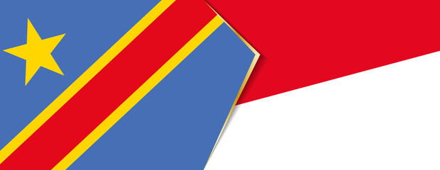 Fototapeta na wymiar Democratic Republic of the Congo and Indonesia flags, two vector flags.
