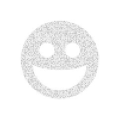 The laughter Emoticon symbol filled with black dots. Pointillism style. Vector illustration on white background