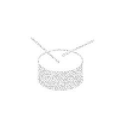 The drum symbol filled with black dots. Pointillism style. Vector illustration on white background