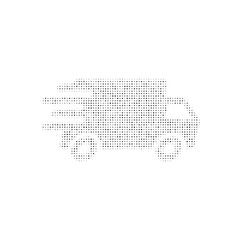 The delivery symbol filled with black dots. Pointillism style. Vector illustration on white background