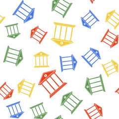 Color Bank building icon isolated seamless pattern on white background. Vector.