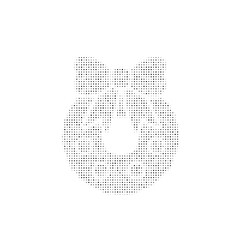The christmas wreath symbol filled with black dots. Pointillism style. Vector illustration on white background