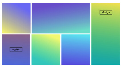 Gradient nature concept vector background set. Soft blue, green and yellow color eco theme illustration. Simple gradient abstract mockup vector set