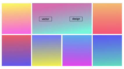 Fototapeta premium Colorful gradient abstract vector design set. Smooth colors texture, dynamic soft colored backgrounds. Empty double-color simple design vector