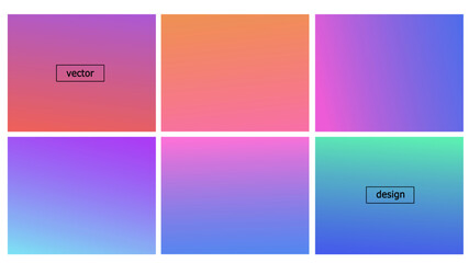 Gradient color mesh vector set. Smooth multicolor light background gradient. Defocused abstract vector set, smooth colorful design