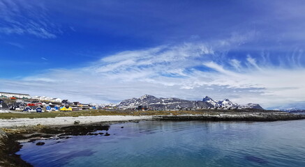 Blue sky and colorful Nuuk city, capital of Greenland © dule964