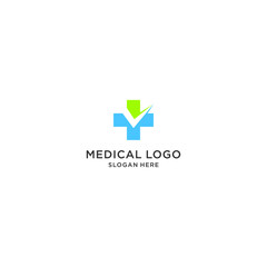 Cross health medical logo design vector template