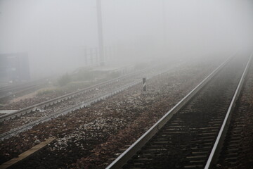 Fototapeta premium railway in fog