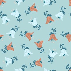 Faded White And Orange Snowdrop Scattered Pattern
